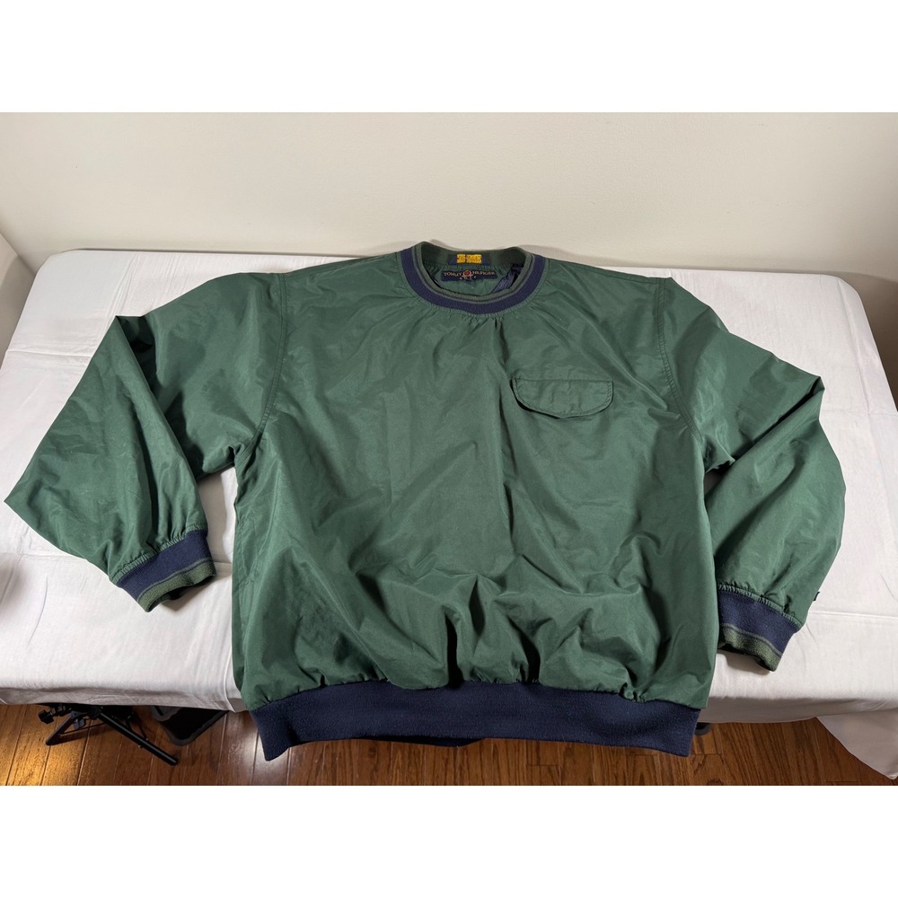 Vintage 90s Tommy Hilfiger Golf Pullover Windbreaker Jacket Masters Green SZ L